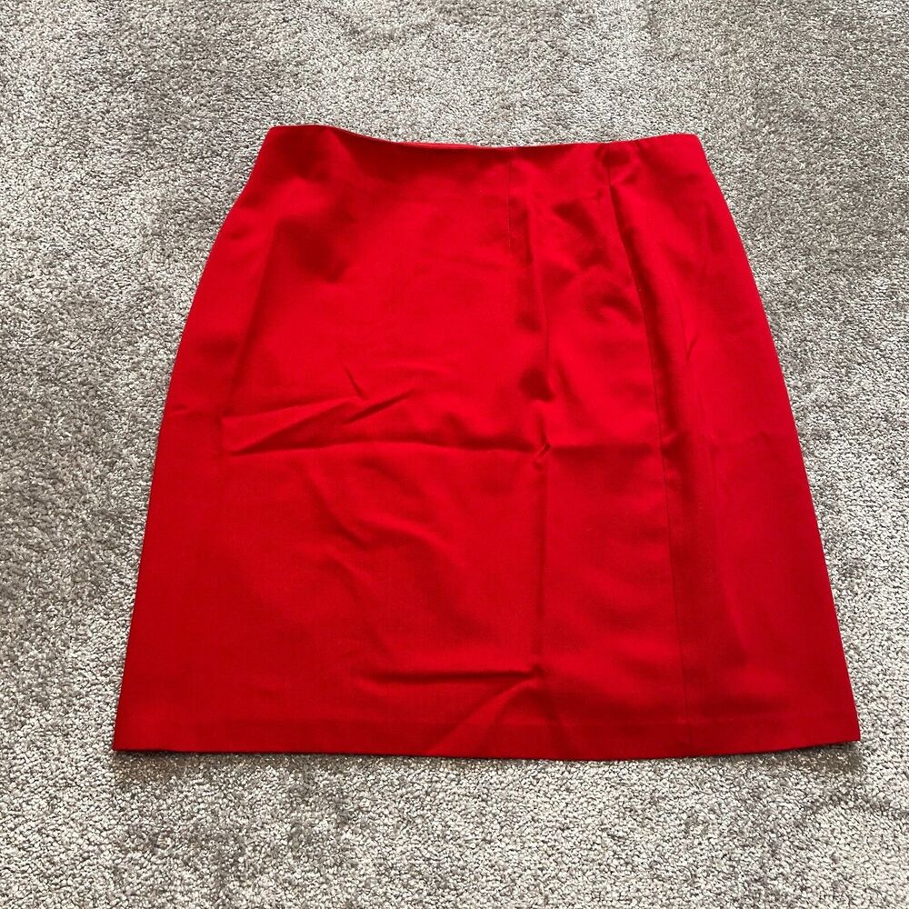 TR Bentley Skirt Womens 14 Red A Line Zip Knee Length Solid Vintage Made in USA